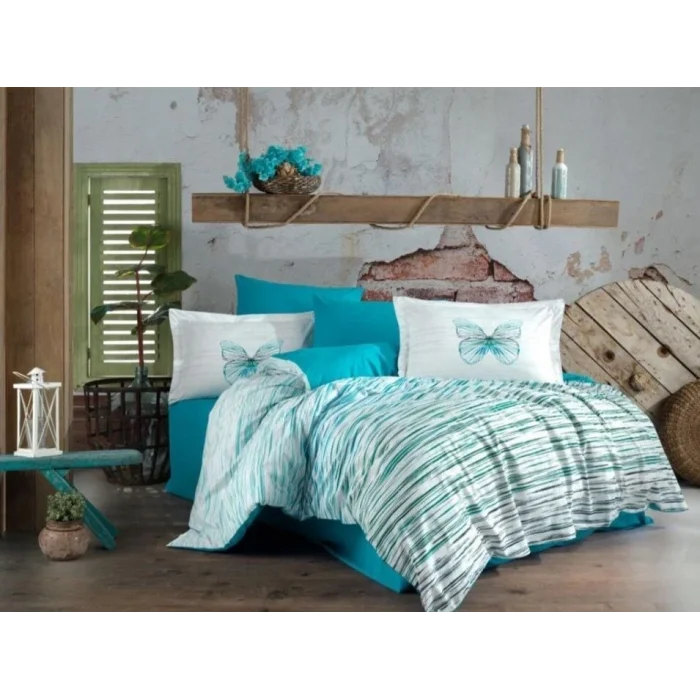 BUĞZ Hobby Kingsize Poplin Nevresim Eldora Turkuaz