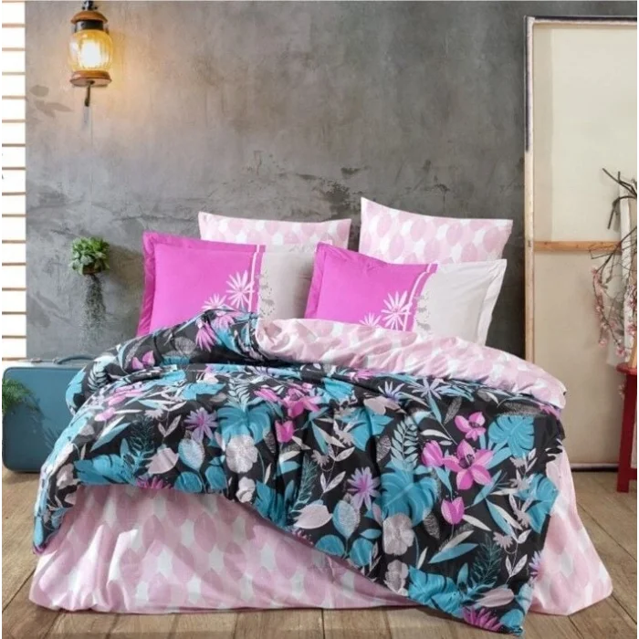 BUĞZ Hobby Kingsize Poplin Nevresim Monstera Fuşya