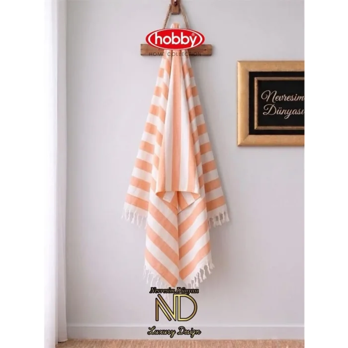 BUĞZ Hobby Stripe Somon Plaj Havlusu 70x140