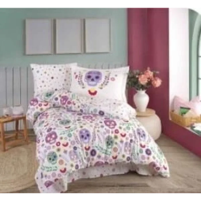 BUĞZ Hobby Tek Kişilik Poplin Nevresim Takımı Alice Mor