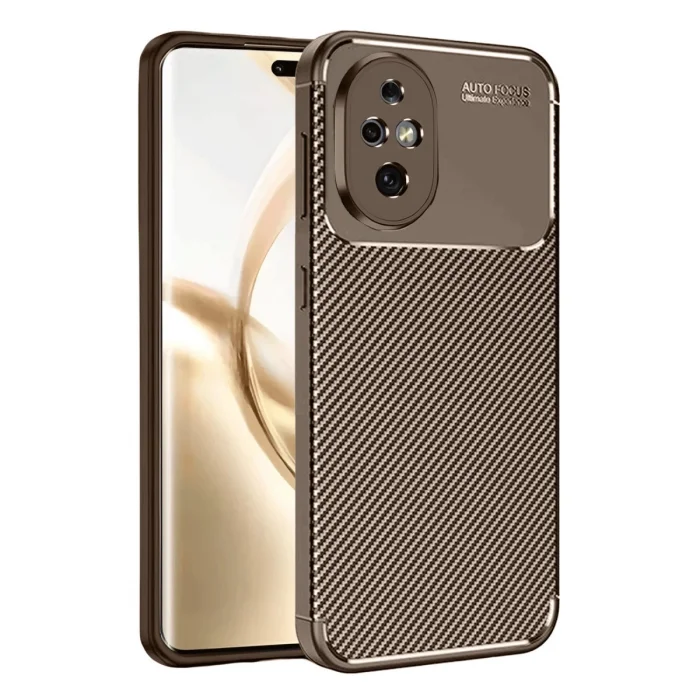BUĞZ Honor 200 Kılıf Auto Focus Karbon Kapak - Kahverengi