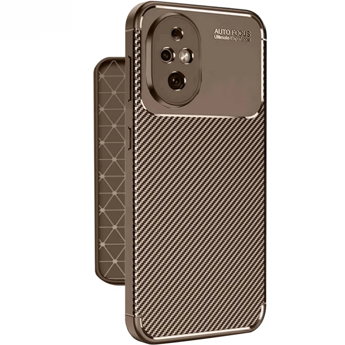 BUĞZ Honor 200 Kılıf Auto Focus Karbon Kapak - Kahverengi