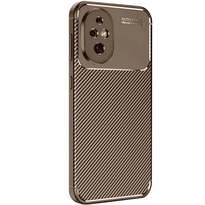 BUĞZ Honor 200 Kılıf Auto Focus Karbon Kapak - Kahverengi