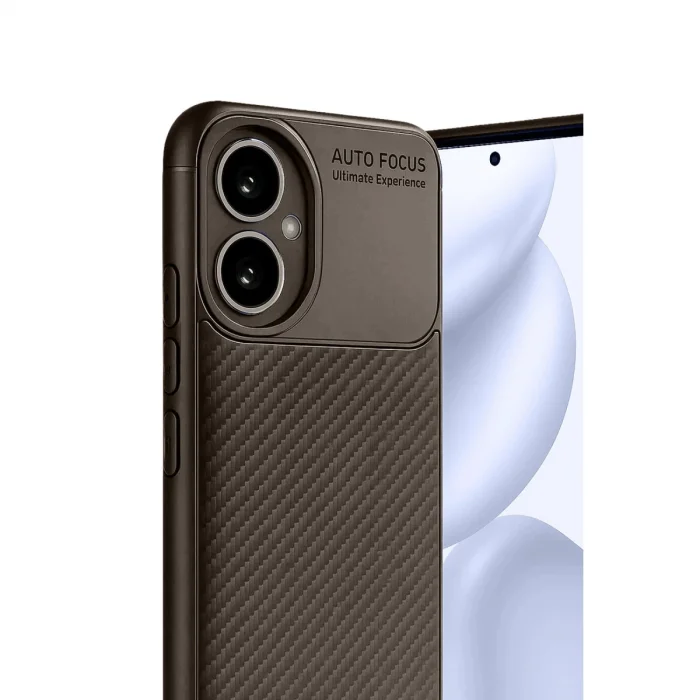 BUĞZ Honor 400 Kılıf Auto Focus Karbon Kapak - Kahverengi