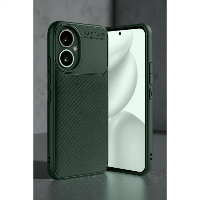 BUĞZ Honor 400 Kılıf Auto Focus Karbon Kapak - Koyu Yeşil