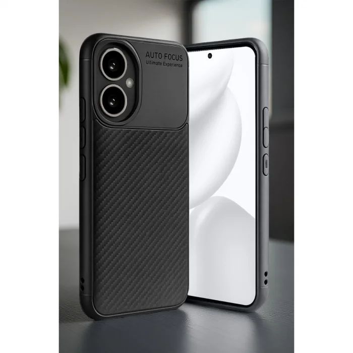 BUĞZ Honor 400 Kılıf Auto Focus Karbon Kapak - Siyah