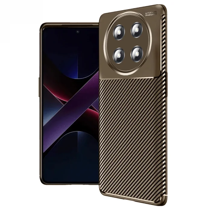BUĞZ Honor Magic 7 Lite Kılıf Auto Focus Karbon Kapak - Kahverengi