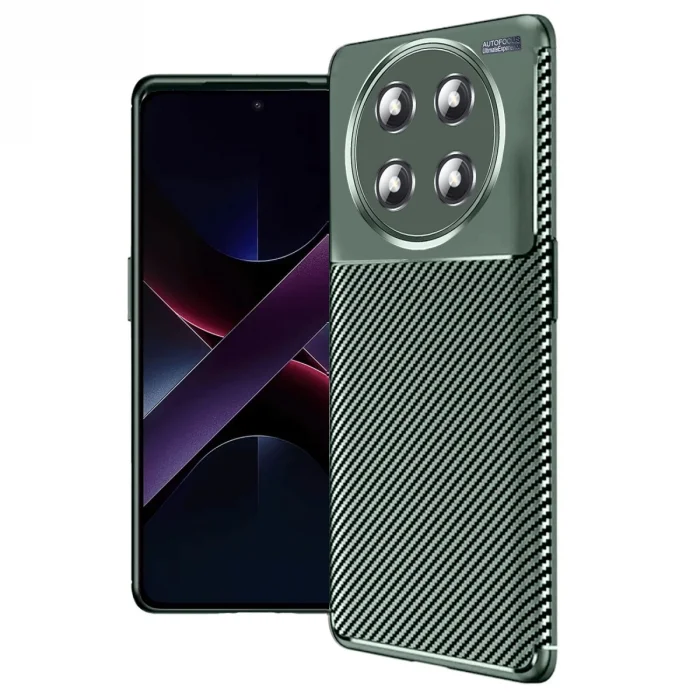 BUĞZ Honor Magic 7 Lite Kılıf Auto Focus Karbon Kapak - Koyu Yeşil