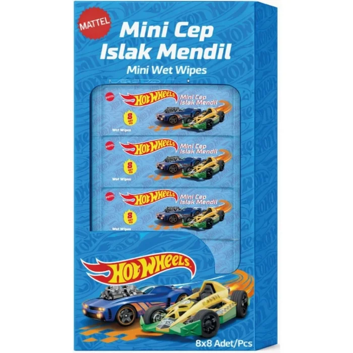 BUĞZ Hot Wheels Islak Mini Cep Mendili 8li