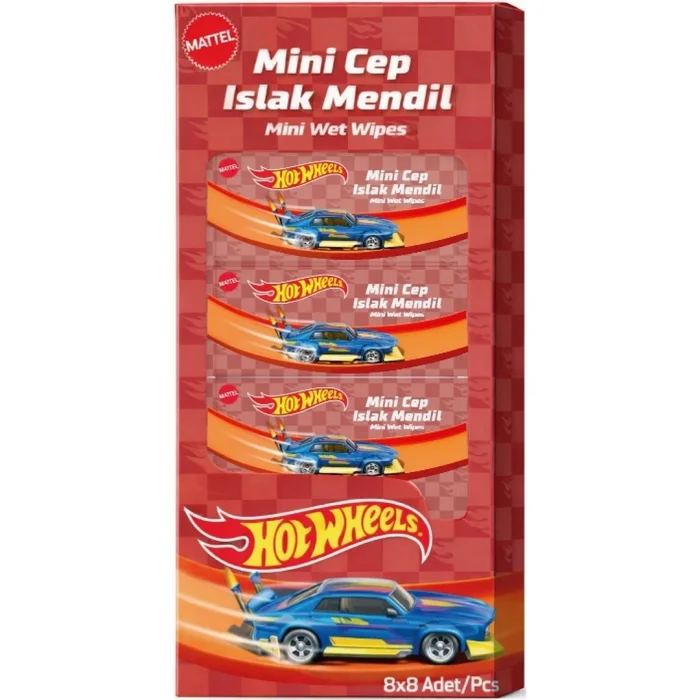 BUĞZ Hot Wheels Islak Mini Cep Mendili 8li
