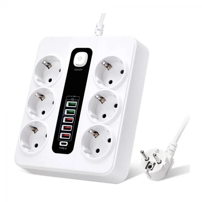 BUĞZ Hp-h04 3000w 10amper 6’lı 2metre Uzatma Kablolu Çoklu Termal Akım Priz