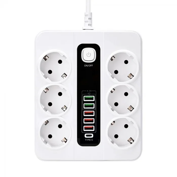 BUĞZ Hp-h04 3000w 10amper 6’lı 2metre Uzatma Kablolu Çoklu Termal Akım Priz