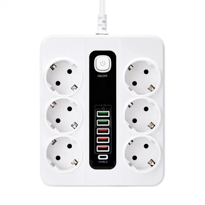 BUĞZ Hp-h04 3000w 10amper 6’lı 2metre Uzatma Kablolu Çoklu Termal Akım Priz