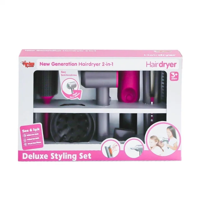  HUA-1019 Sesli ve Işıklı 2IN1 Lüks Saç Şekillendirici Set -Vardem Oyuncak