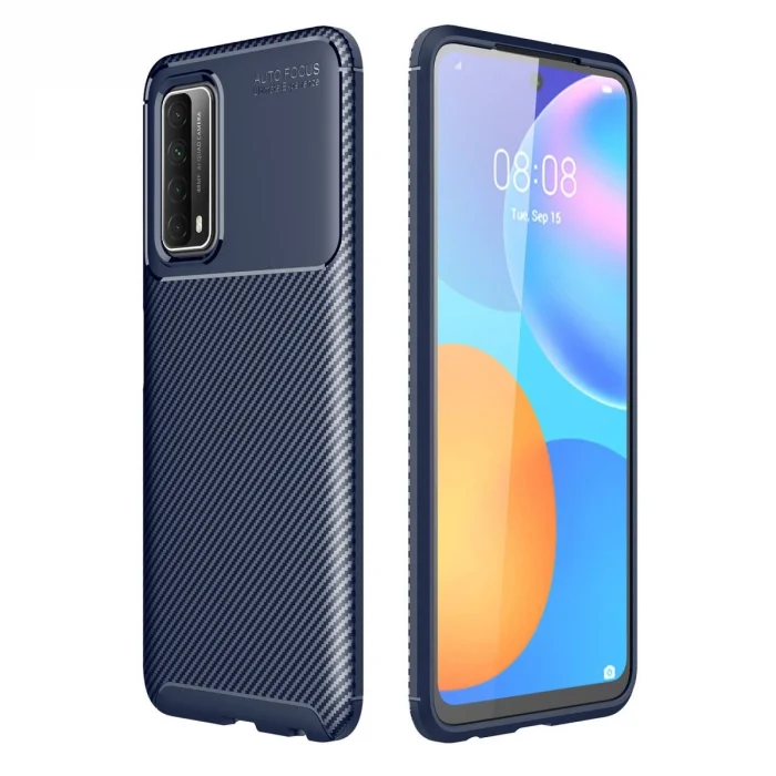 BUĞZ Huawei P Smart 2021 Kılıf Auto Focus Karbon Kapak - Lacivert