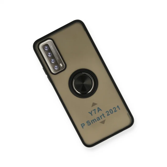 BUĞZ Huawei P Smart 2021 Kılıf Montreal Yüzüklü Silikon Kapak - Siyah