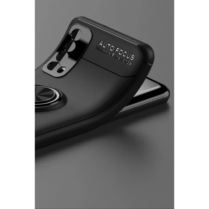 BUĞZ Huawei P Smart 2021 Kılıf Range Yüzüklü Silikon - Siyah-gold