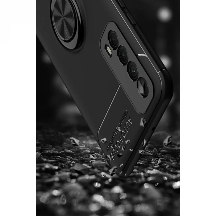 BUĞZ Huawei P Smart 2021 Kılıf Range Yüzüklü Silikon - Siyah-gold