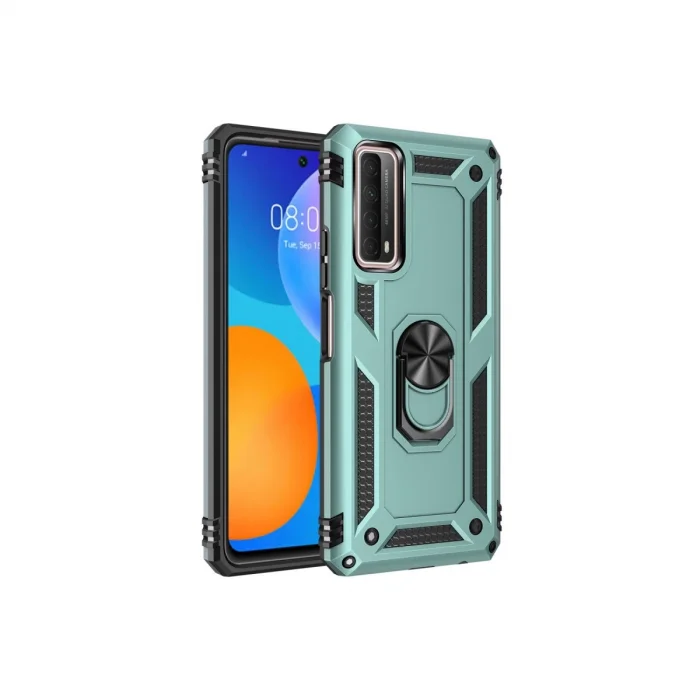 BUĞZ Huawei P Smart 2021 Kılıf Sofya Yüzüklü Silikon Kapak - Yeşil