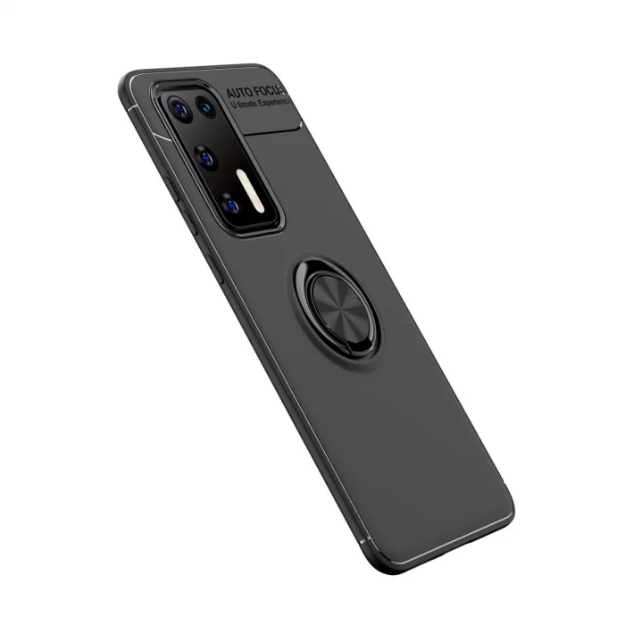 BUĞZ Huawei P40 Kılıf Range Yüzüklü Silikon - Siyah