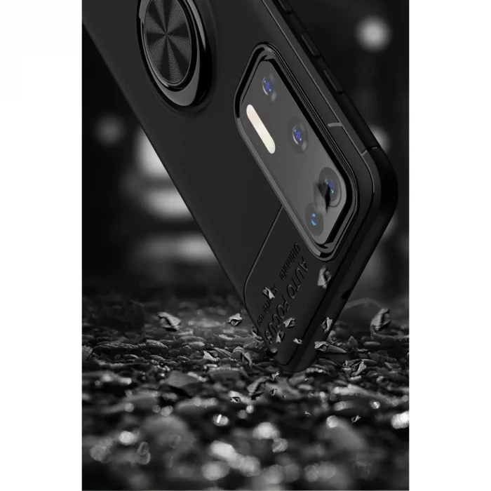 BUĞZ Huawei P40 Kılıf Range Yüzüklü Silikon - Siyah-kırmızı