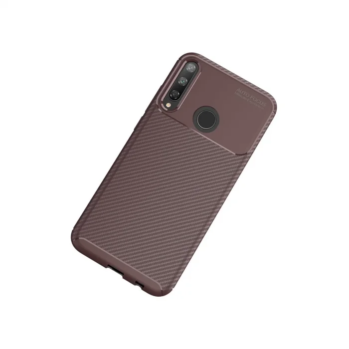 BUĞZ Huawei P40 Lite E Kılıf Auto Focus Karbon Kapak - Kahverengi