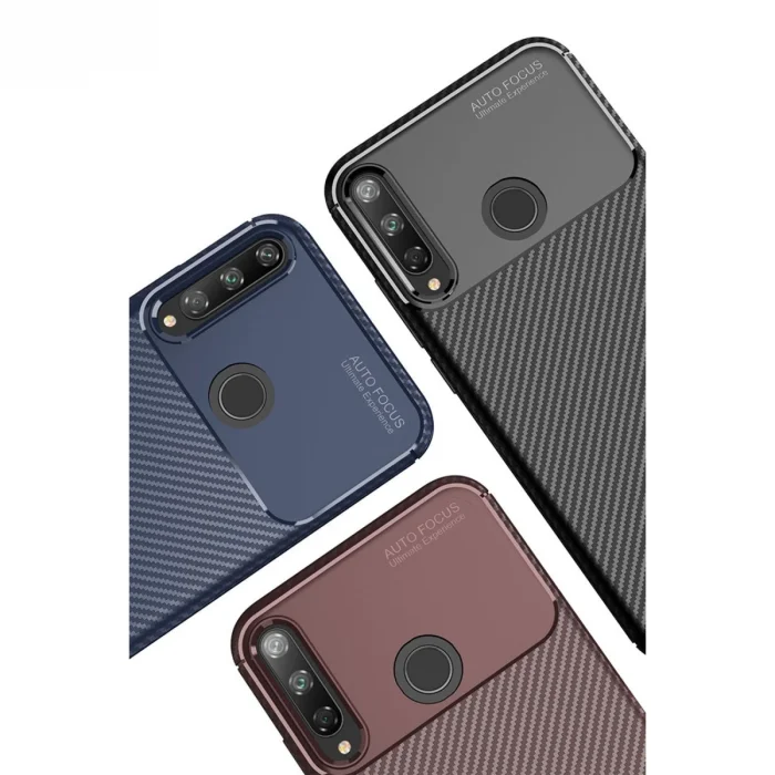 BUĞZ Huawei P40 Lite E Kılıf Auto Focus Karbon Kapak - Kahverengi