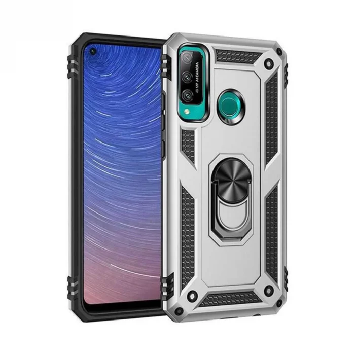 BUĞZ Huawei P40 Lite E Kılıf Sofya Yüzüklü Silikon Kapak - Gümüş