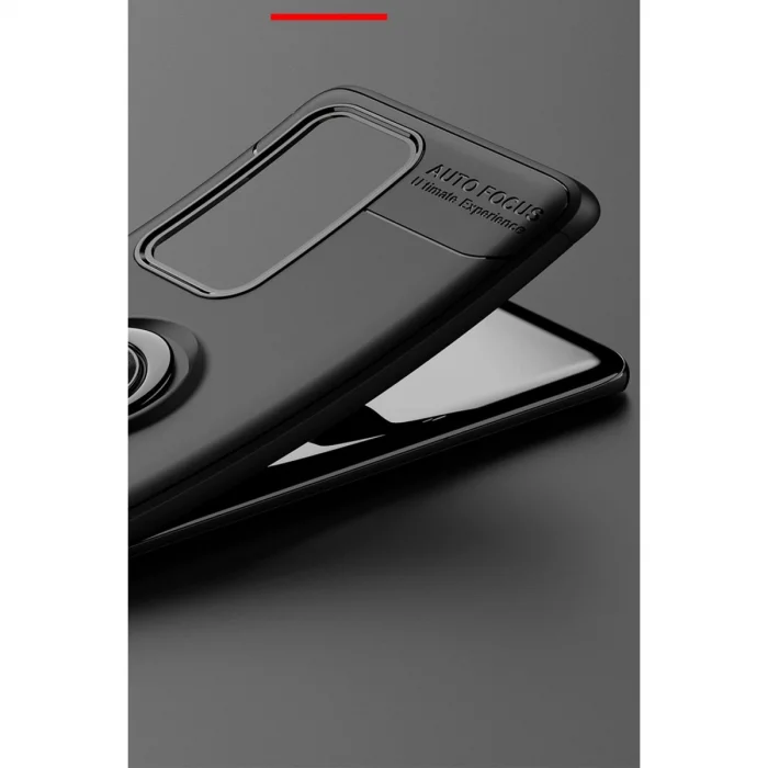 BUĞZ Huawei P40 Pro Kılıf Range Yüzüklü Silikon - Siyah-mavi