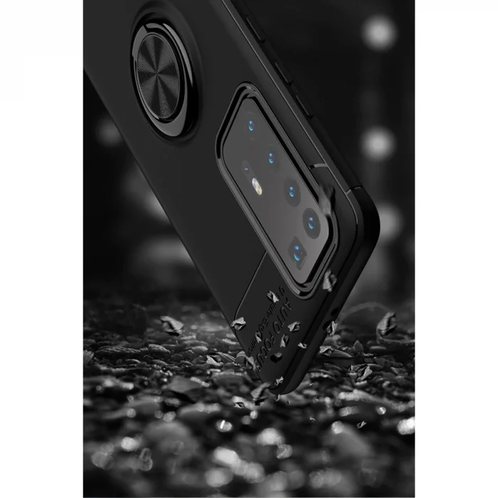 BUĞZ Huawei P40 Pro Kılıf Range Yüzüklü Silikon - Siyah-mavi