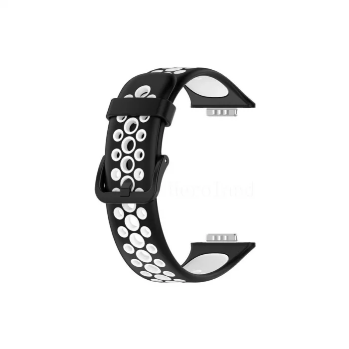 BUĞZ Huawei Watch Fit 2 Spor Delikli Kordon - Siyah-beyaz