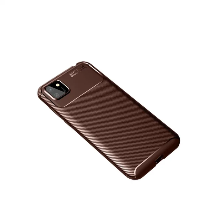 BUĞZ Huawei Y5p Kılıf Auto Focus Karbon Kapak - Kahverengi