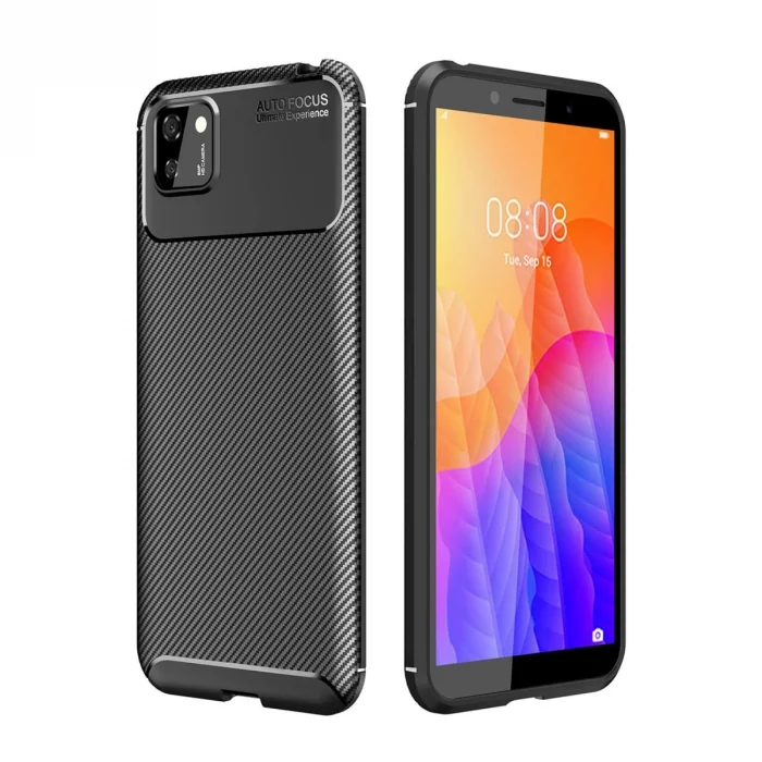 BUĞZ Huawei Y5p Kılıf Auto Focus Karbon Kapak - Siyah