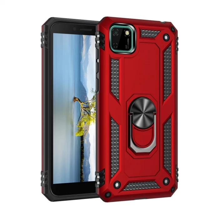 BUĞZ Huawei Y5p Kılıf Sofya Yüzüklü Silikon Kapak - Kırmızı