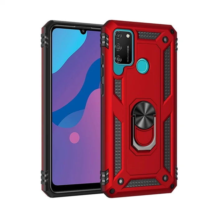 BUĞZ Huawei Y6p Kılıf Sofya Yüzüklü Silikon Kapak - Kırmızı