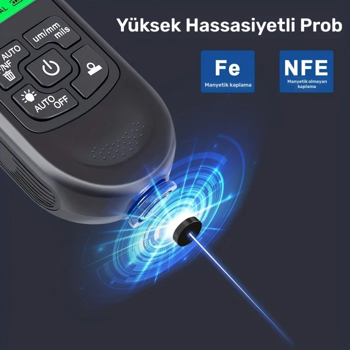 BUĞZ HW-300PRO Oto Boya Kalınlık Ölçer Fe NFe 2000µm + 2 Fonksiyonlu Bardak Tutucu Hediyeli ( BUĞZ )