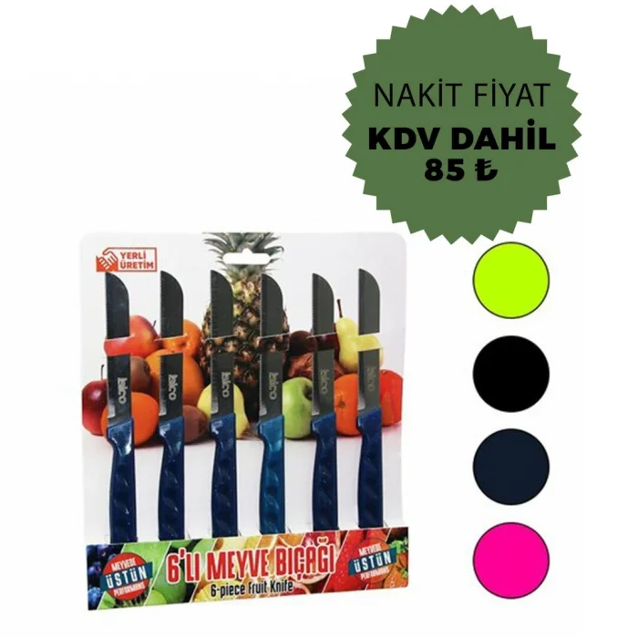 BUĞZ İbico My01 Dişli Meyve Bıçak Takımı (6 Parça, Renkli)
