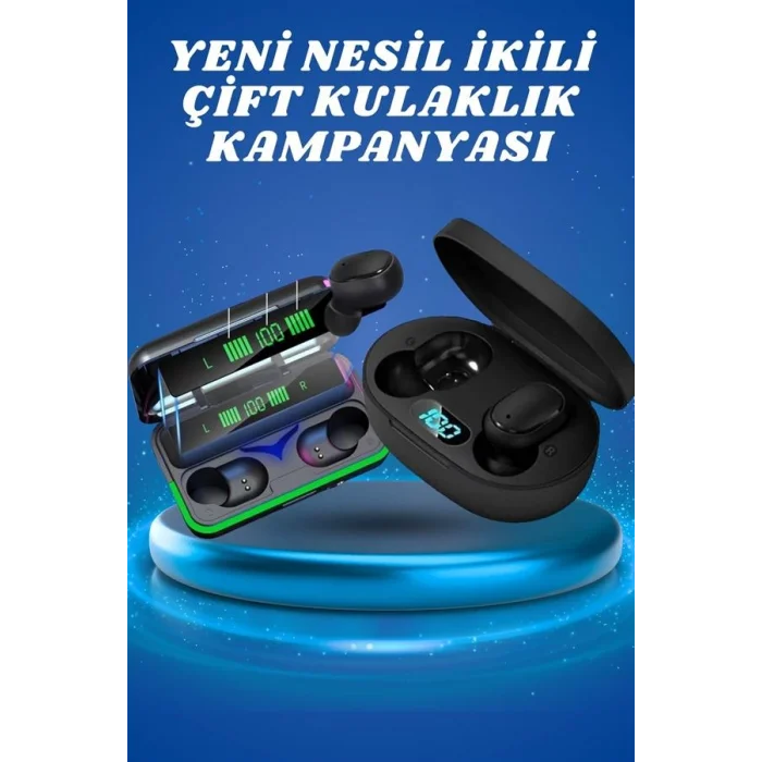 BUĞZ İkili Bluetooth Kulaklık Dijital Göstergeli Uzun Pil Ömrü Yüksek Ses Kaliteli Yeni Nesil - BUĞZ
