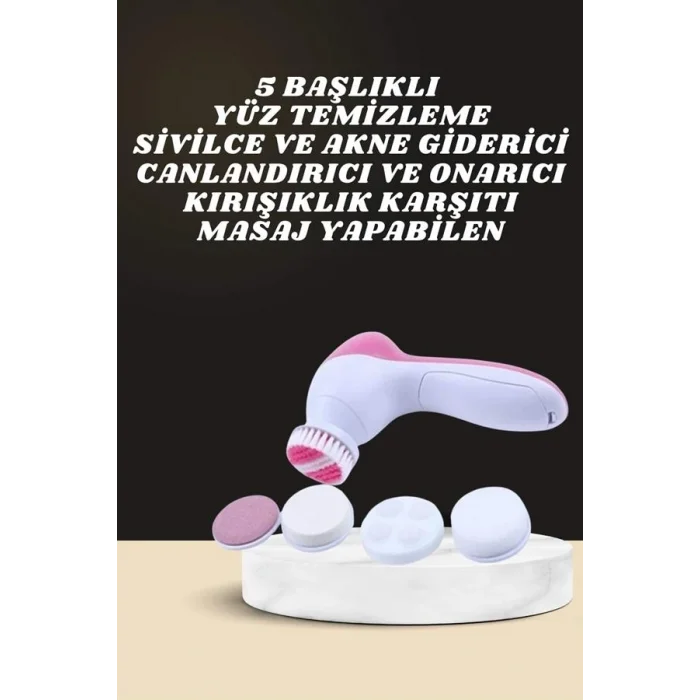 BUĞZ İkili Cilt Bakım Seti 5 Başlıklı Yüz Temizleme ve Masaj Aleti Canlandırıcı ve Onarıcı