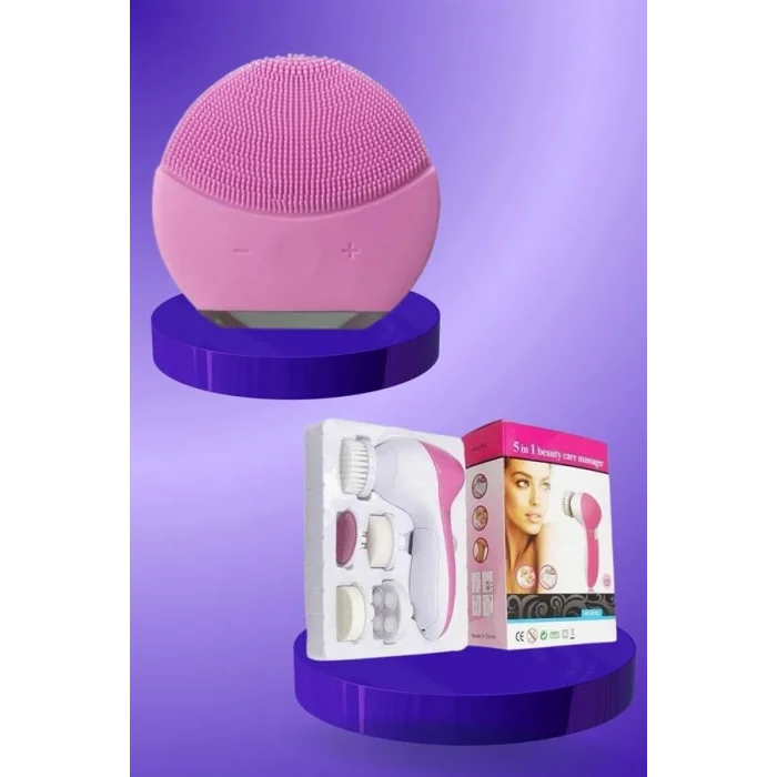 BUĞZ İkili Cilt Bakım Seti 5 Başlıklı Yüz Temizleme ve Masaj Aleti Canlandırıcı ve Onarıcı