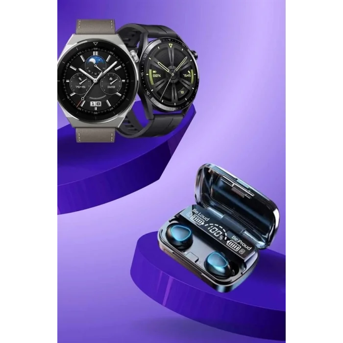  İkili Set Akıllı Saat Ve Bluetooth Kulaklık Kablosuz Uzun Pil Ömrü Spor Modları