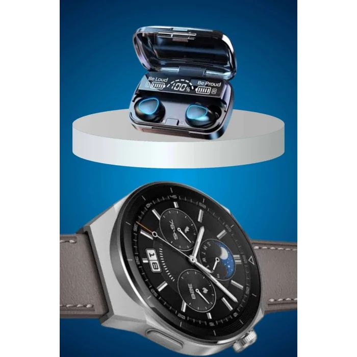  İkili Set Akıllı Saat Ve Bluetooth Kulaklık Kablosuz Uzun Pil Ömrü Spor Modları