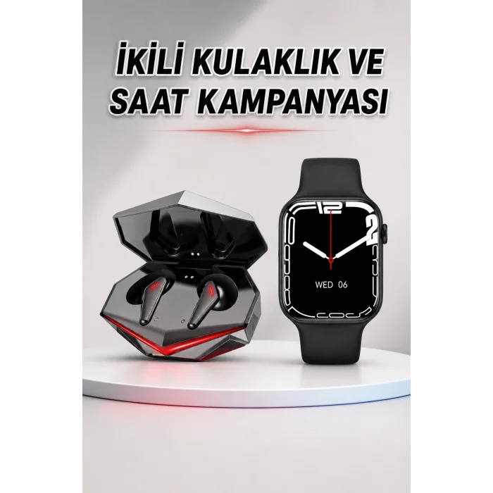 BUĞZ İkili Set Dev Kampanya Ucuz Kulaklık Ucuz Akıllı Saat Gürültü Önleyici Uzun Pil Ömrü