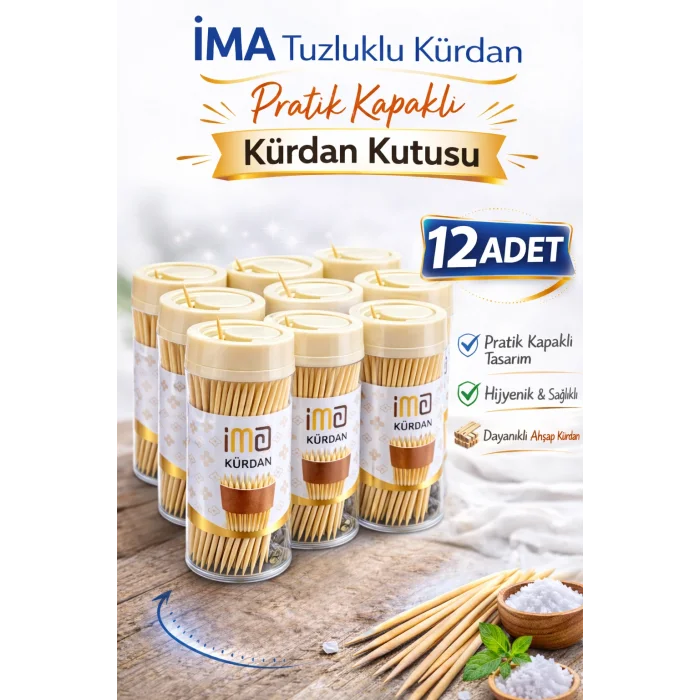 BUĞZ İMA Tuzluklu Kürdan 12 Adet | Pratik Kapaklı Kürdan Kutusu