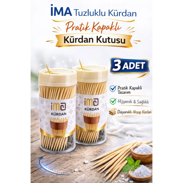 BUĞZ İMA Tuzluklu Kürdan 3 Adet | Pratik Kapaklı Kürdan Kutusu