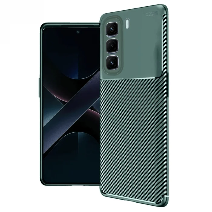 BUĞZ İnfinix Hot 50 4g Kılıf Auto Focus Karbon Kapak - Koyu Yeşil