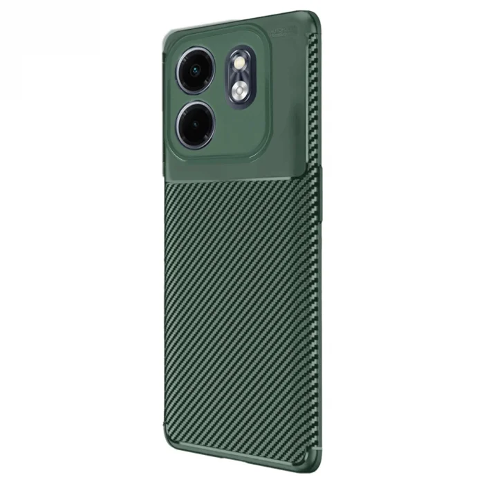 BUĞZ İnfinix Smart 9 Kılıf Auto Focus Karbon Kapak - Koyu Yeşil