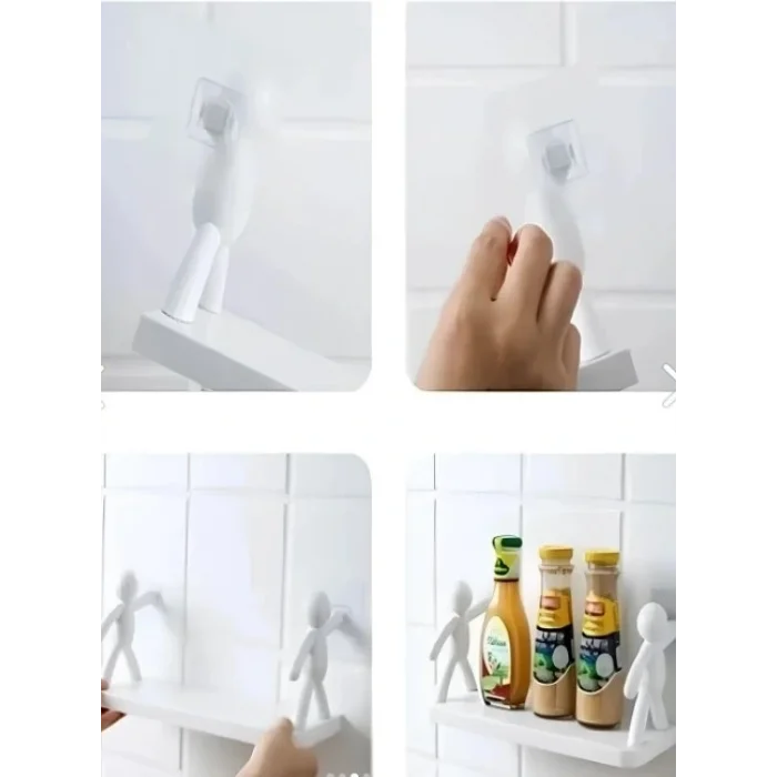 BUĞZ İnsan Figürlü Yapışkanlı Çok Amaçlı Duvar Rafı