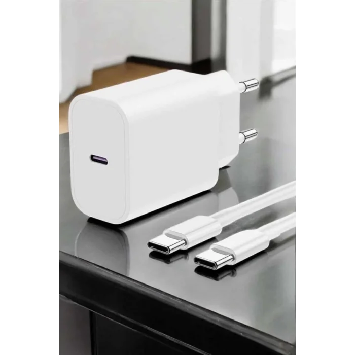  İOS Uyumlu Type-C Girişli Hızlı Şarj 15/15 Pro Max Adaptör ve Kablosu