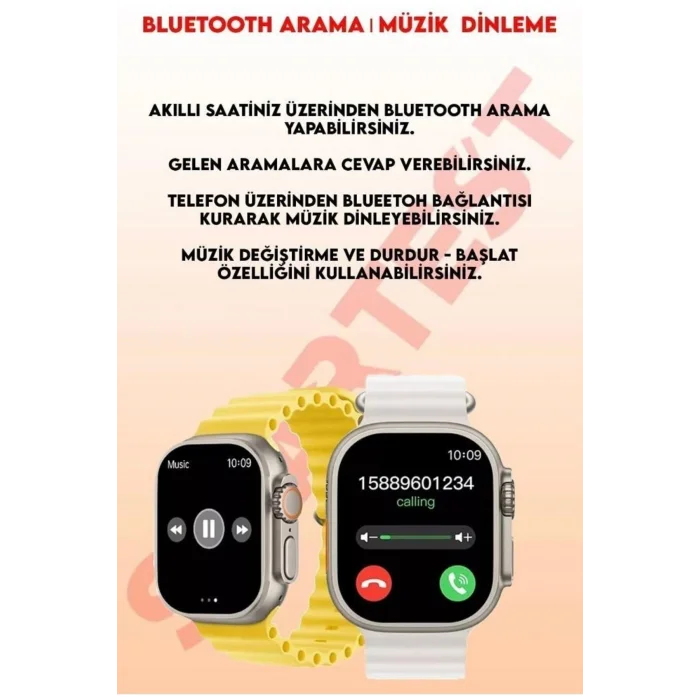 BUĞZ iOS ve Android Uyumlu Akıllı Saat, Nabız Sensörlü, Uyku Takibi, Siyah Silikon Kordonlu